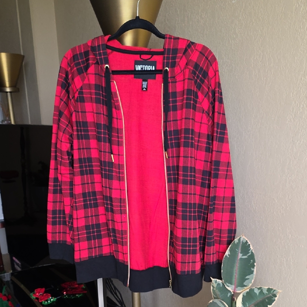 Victoria's Secret Red and Black Plaid Sweater